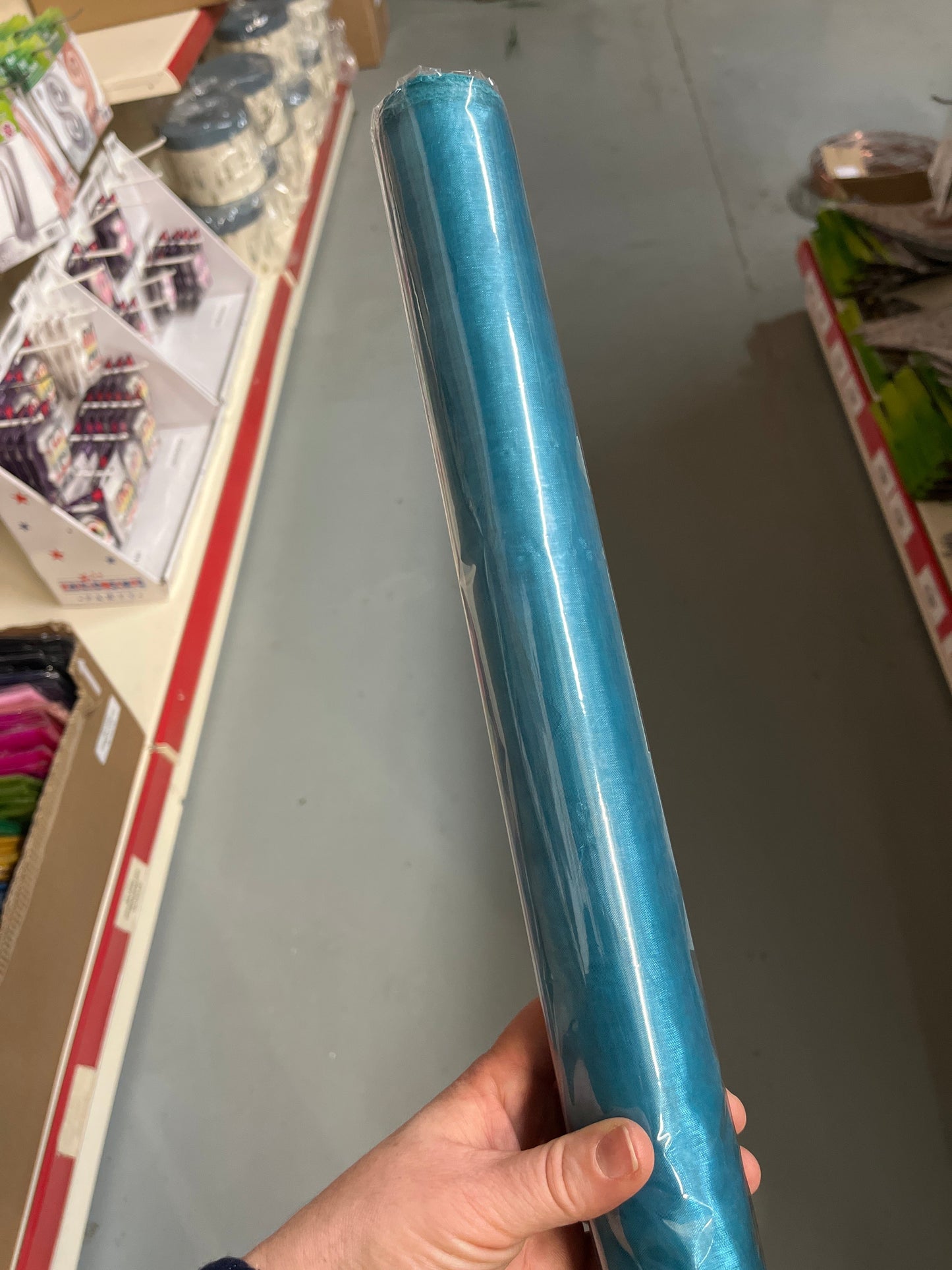 40cm x 9m Woven Edge Organza -Light Teal