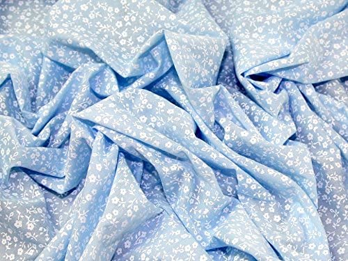 1 Metre Tiny Floral Polycotton x 110cm Width - Blue