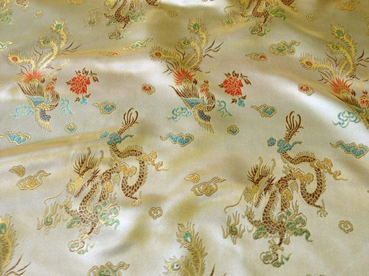 1metre Chinese Dragon Brocade - Gold - Fabric 36 Width / 91.5cm T144