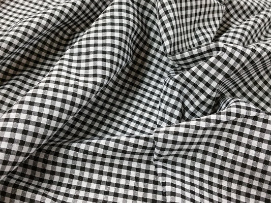 1 Metre Gingham 1/8 Check Polycotton Fabric x 112cm - Black