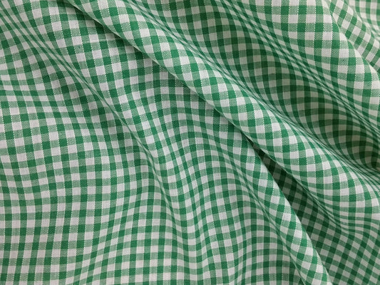 1 metre Gingham 1/8 Check Polycotton Fabric x 112cm - Emerald