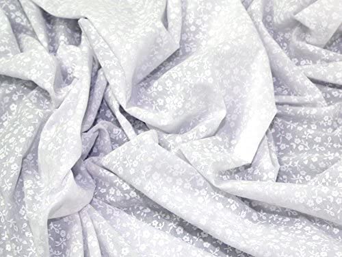 1 Metre Tiny Floral Polycotton x 110cm Width - White