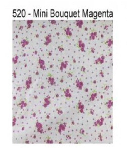 1m Polycotton Mini Bouquet Floral Fabric - 110cm Width - Magenta