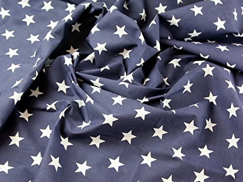 1 Metre Stars on Navy Polycotton Fabric 43 Width