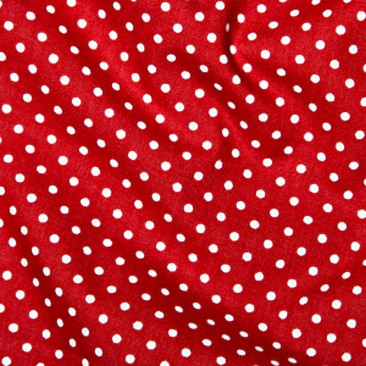 1 Metre 3mm Polka Dot 100% Cotton Poplin Fabric x 112cm wide - Red