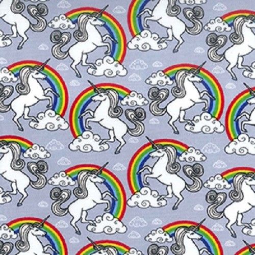 1m 100% Cotton Poplin Fabric - Silver Unicorn - x 112cm / 44