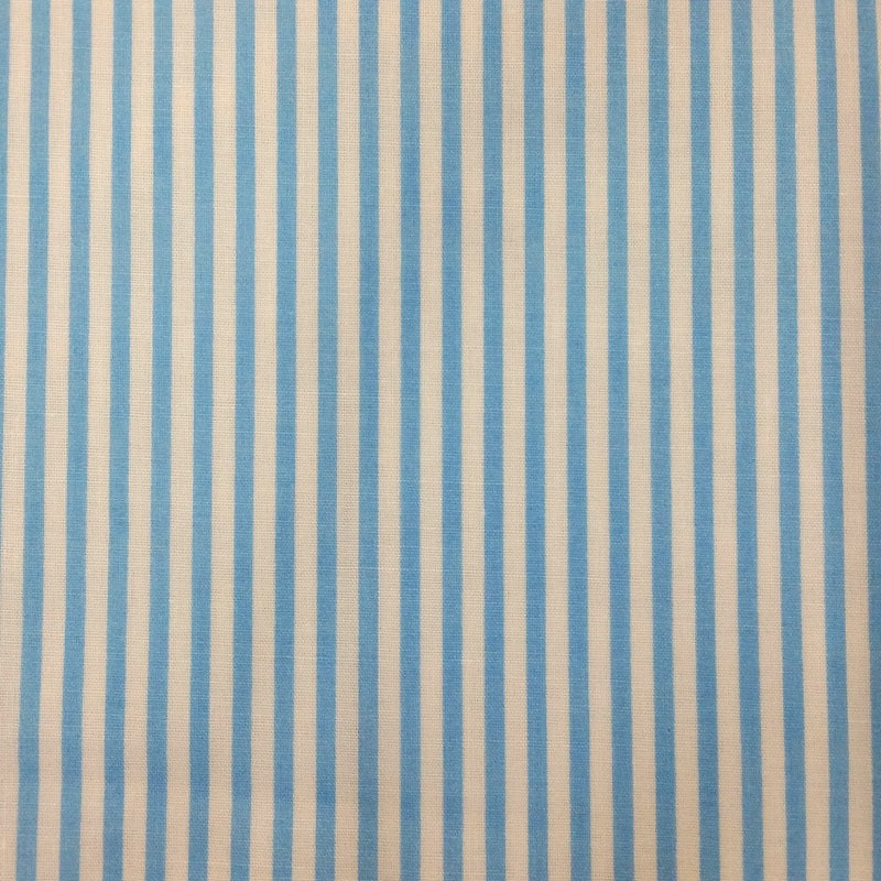 1M Pale Baby Blue Candy Stripe Polycotton Fabric x 112cm / 44 Width